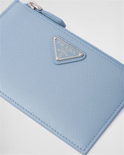 Pale Blue Saffiano Leather Card Holder 